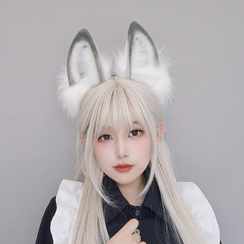 Handmade Realistic Animal Ear Headband Ancient Style Ink Painting Hair Accessories Plush Fox Ear Headwear Cat Ear Sheep Ear Comic Con Props Hairband