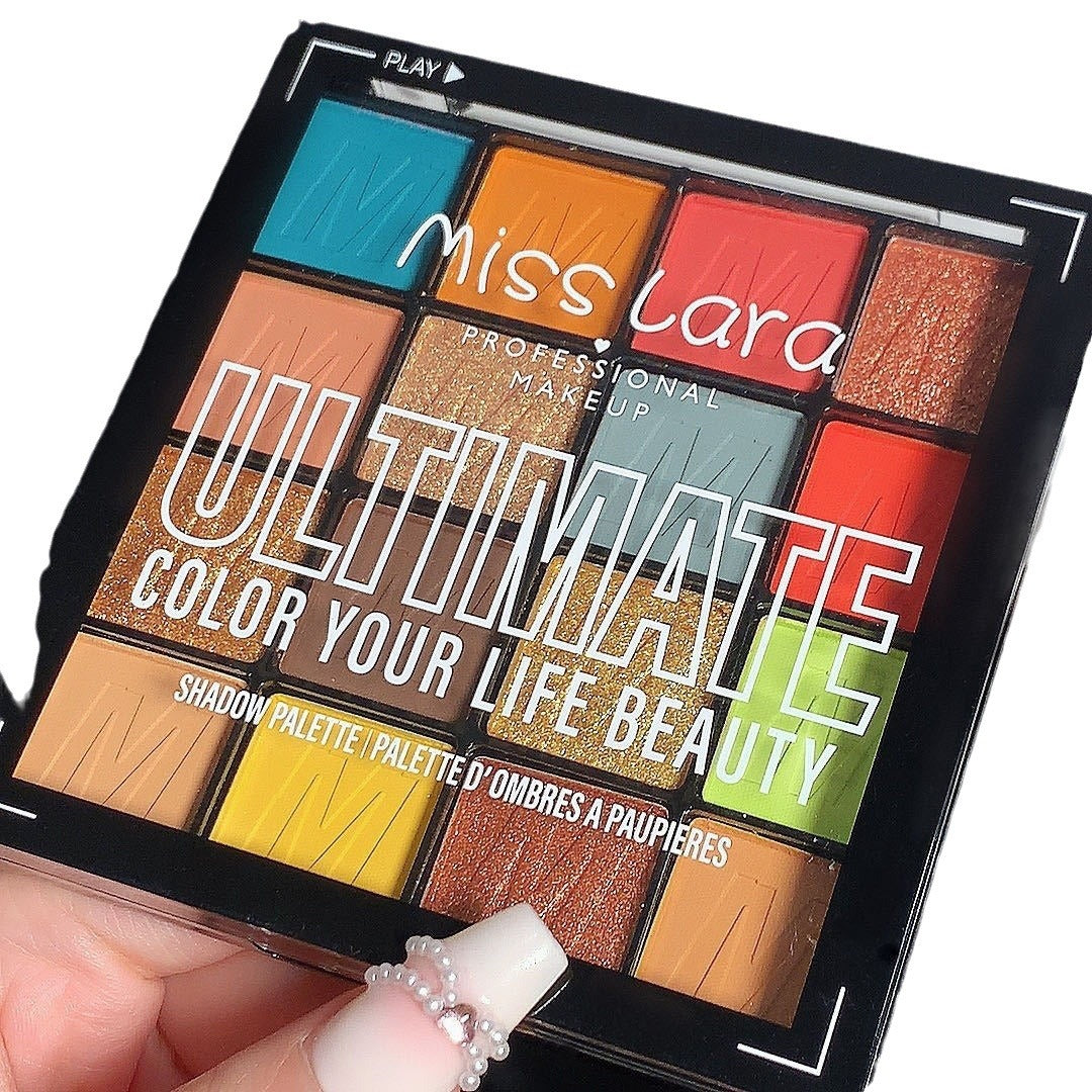 16 Colors Pearlescent Eyeshadow Waterproof Matte New Stage Makeup Glitter Shimmer Misty with Brush Eyeshadow Palette