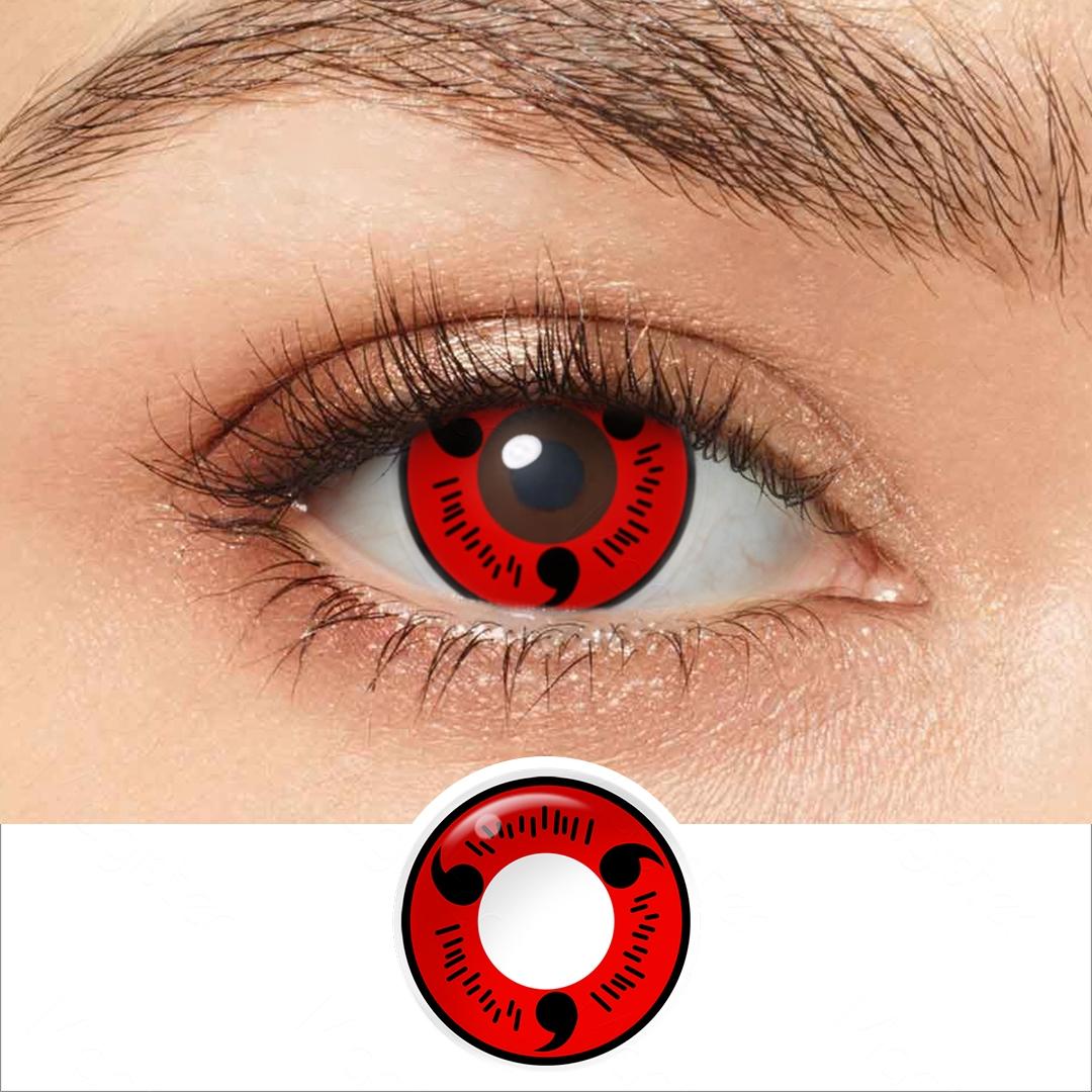 Sharingan Eye Halloween Contact Lenses 1 Pair Yearly Red Cosplay Contact Lenses White Blind Eye Lenses Eye Contacts for Anime Accessories