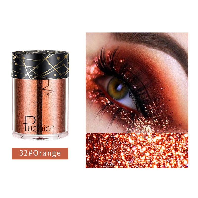 Pudaier Monochrome Eyeshadow Glitter Sequins Mermaid Princess Pearlescent Easy-to-Color 36 Colors Eyeshadow
