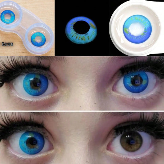 1 par/2 lentes de contacto anuales de anime para Halloween, lentes de contacto para cosplay, lentes de contacto locas de 14,2 mm