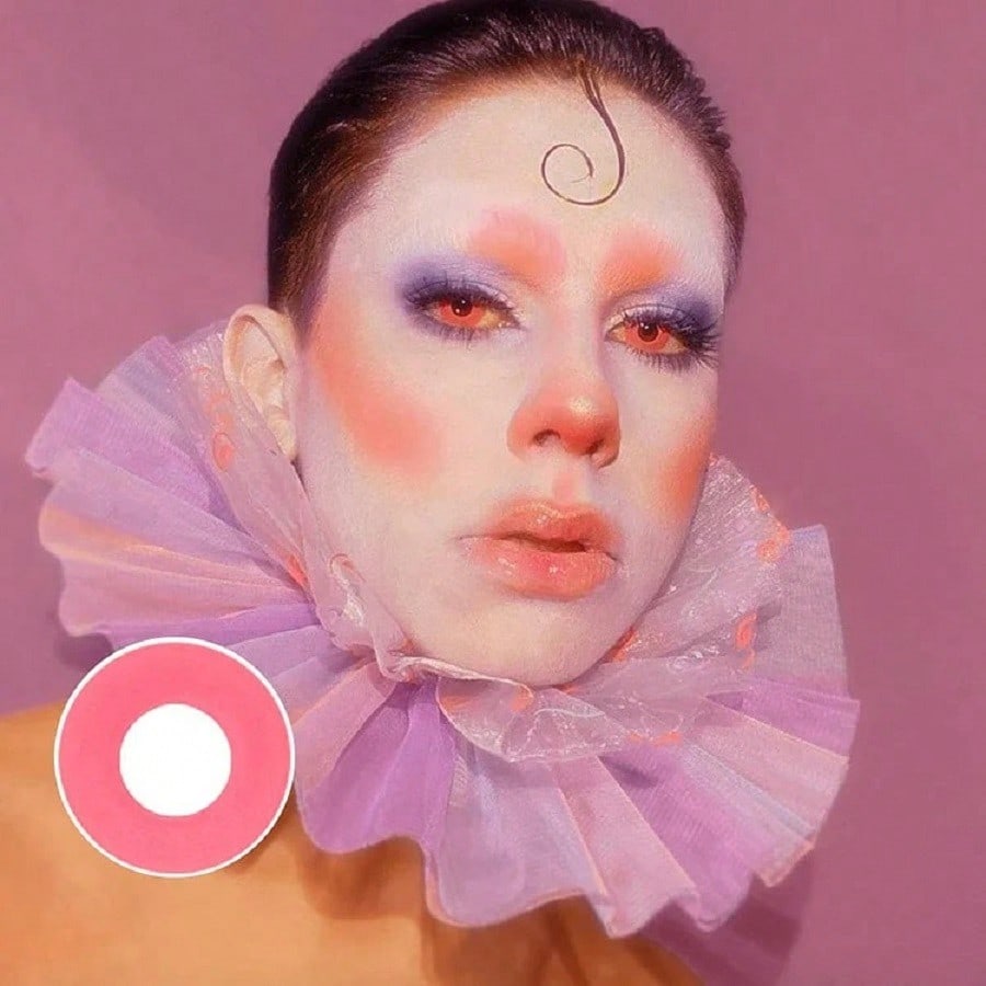 1Pair/2Pces Pink Block Contact Lenses Colored Cosmetic Beauty Contact Lens For Dark Eye Lens 14.2mm