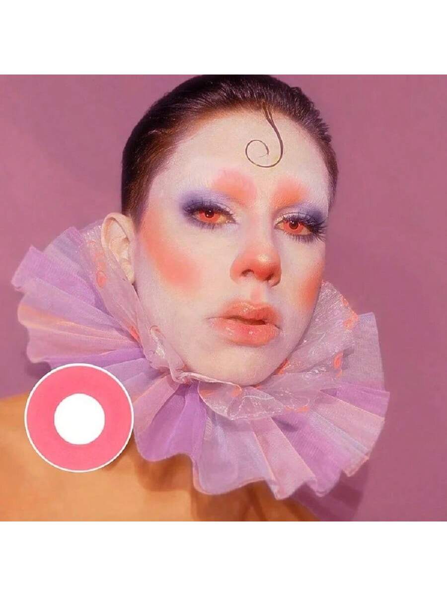 1Pairs/2Pces Pink Block Contact Lenses Colored Cosmetic Beauty Contact Lens For Dark Eye Lens 14.2mm