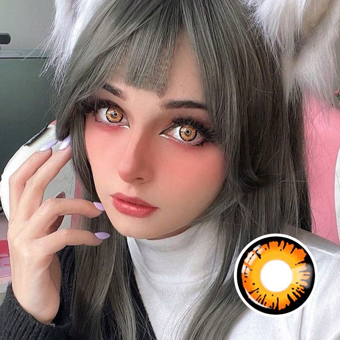 1 par/2 lentes de contacto Wilight Bella Orange de color cosmético Helloween para ojos oscuros de 14,2 mm