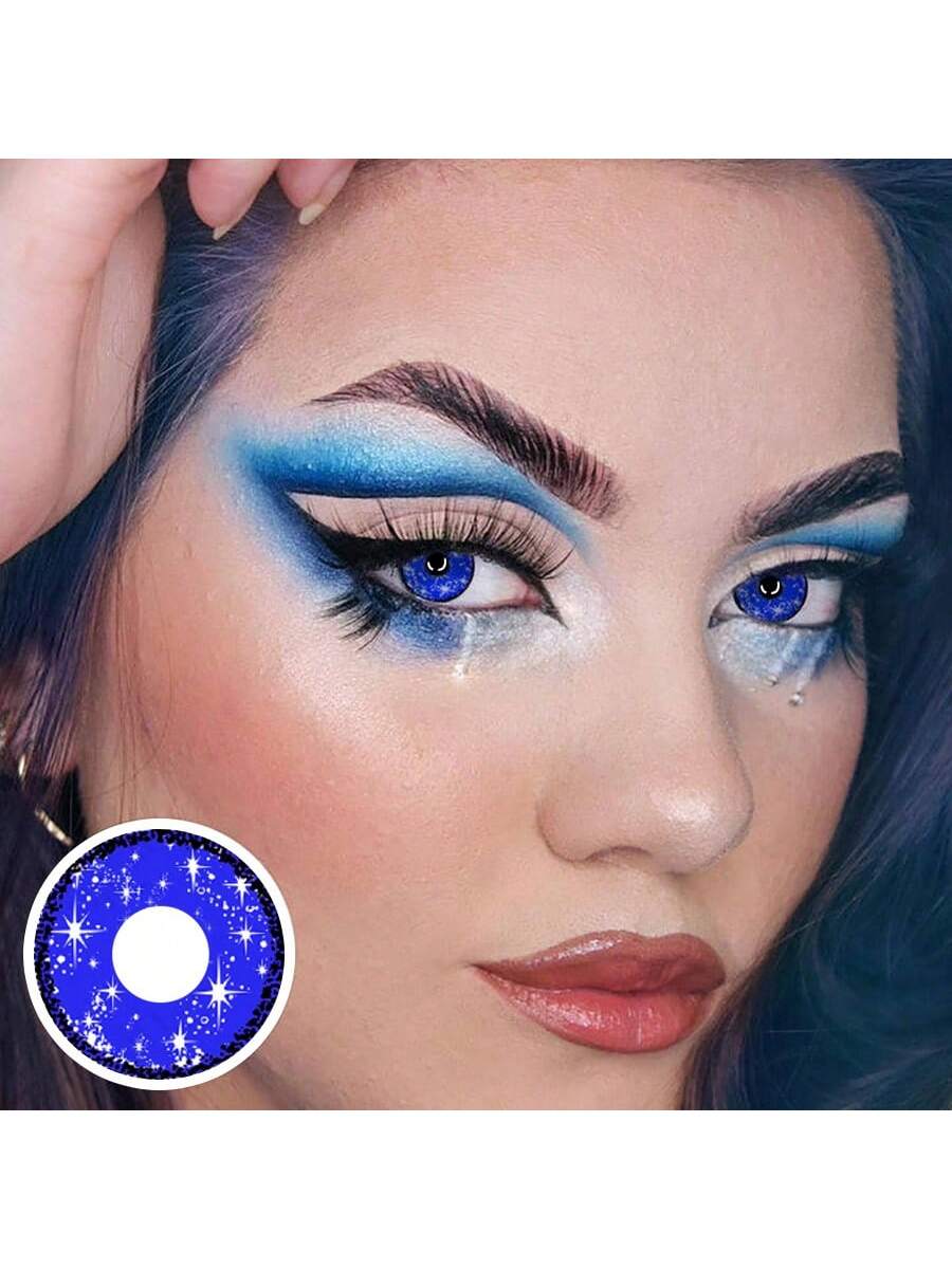 1Pairs/2Pces Midisummer Ice Blue Contact Lenses Colored Cosmetic Beauty Contact Lens For Dark Eye Lens 14.2mm