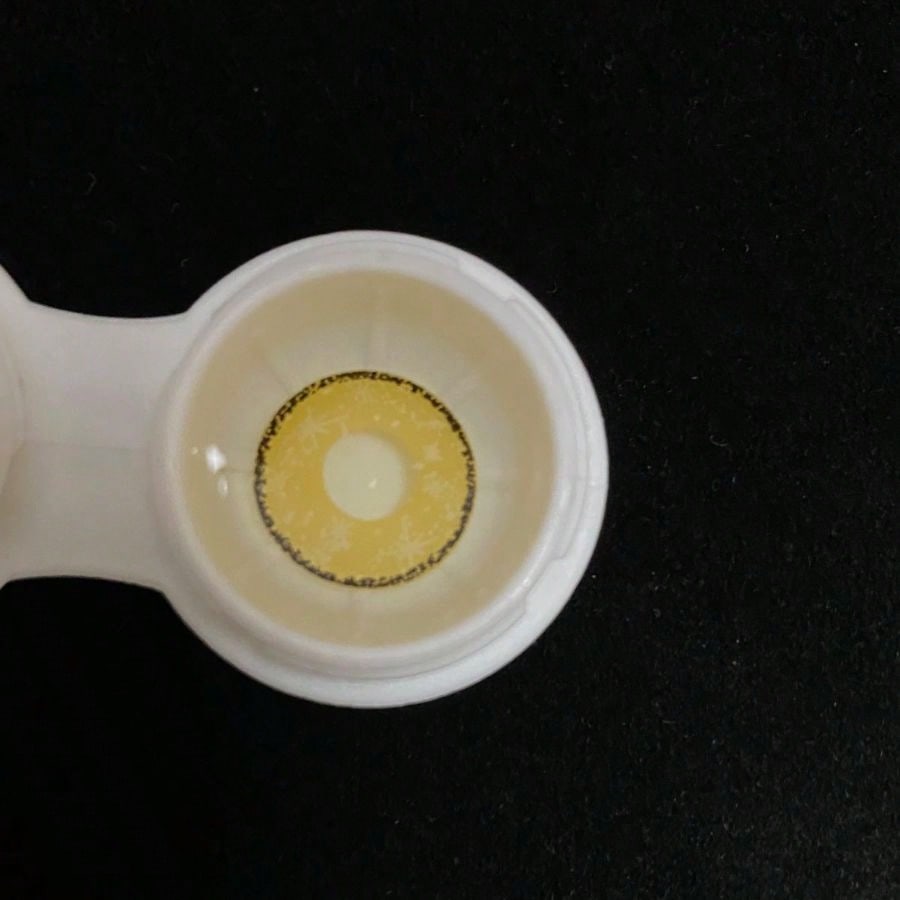 1 par/2 lentes de contacto Midisummer Estrellas Yellow, lentes de contacto de belleza cosméticas de colores para ojos oscuros, 14,2 mm