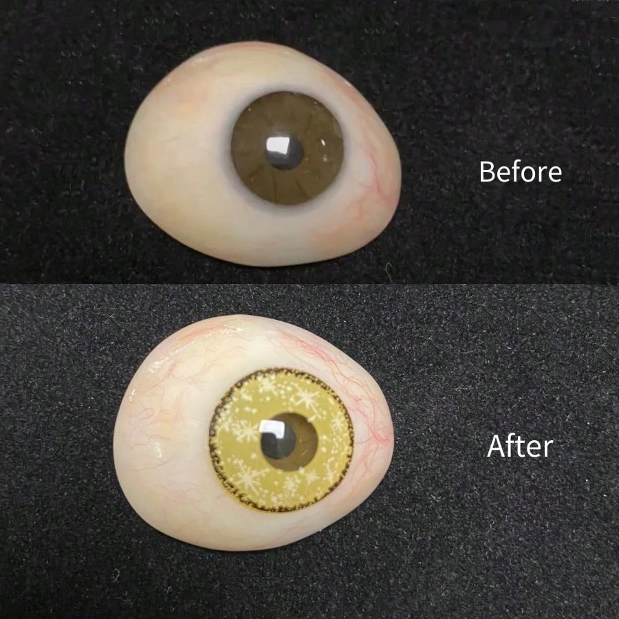 1 par/2 lentes de contacto Midisummer Estrellas Yellow, lentes de contacto de belleza cosméticas de colores para ojos oscuros, 14,2 mm