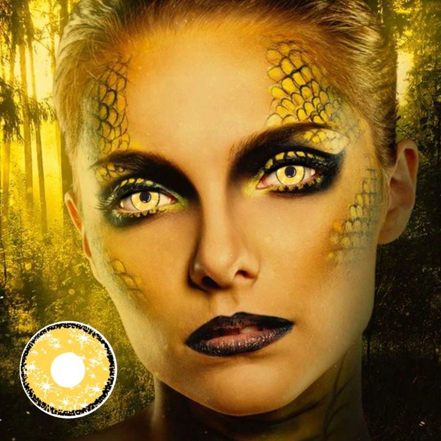 1 par/2 lentes de contacto Midisummer Estrellas Yellow, lentes de contacto de belleza cosméticas de colores para ojos oscuros, 14,2 mm