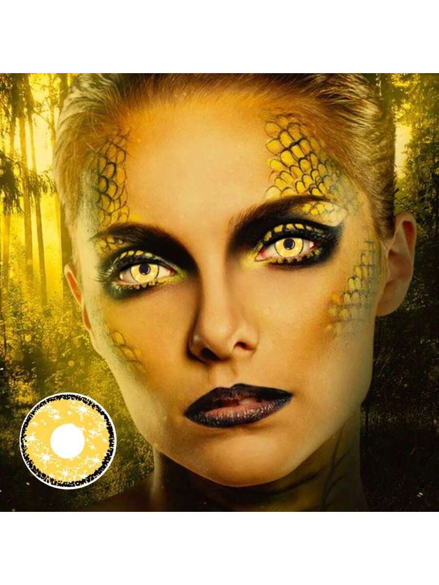 1Pairs/2Pces Midisummer Estrellas Yellow Contact Lenses Colored Cosmetic Beauty Contact Lens For Dark Eye Lens 14.2mm