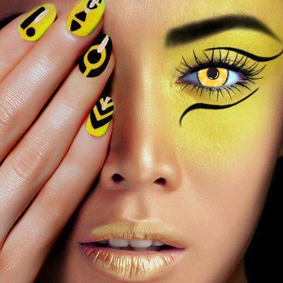 1 par/2 lentes de contacto Midisummer Estrellas Yellow, lentes de contacto de belleza cosméticas de colores para ojos oscuros, 14,2 mm