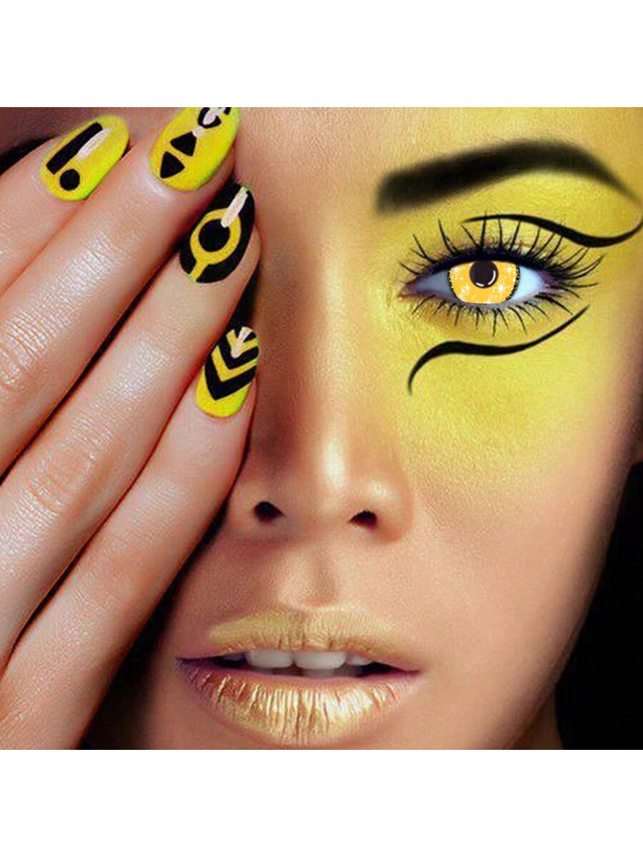 1Pairs/2Pces Midisummer Estrellas Yellow Contact Lenses Colored Cosmetic Beauty Contact Lens For Dark Eye Lens 14.2mm