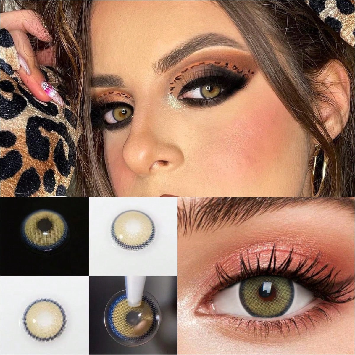 1Pairs/2Pces X-Green Flare Contact Lenses Colored Cosmetic Beauty Contact Lens For Dark Eye Lens 14.2mm
