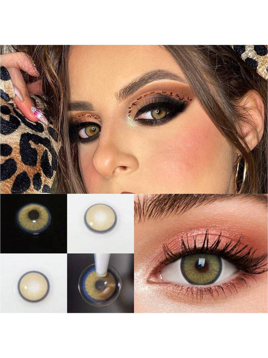 1Pairs/2Pces X-Green Flare Contact Lenses Colored Cosmetic Beauty Contact Lens For Dark Eye Lens 14.2mm