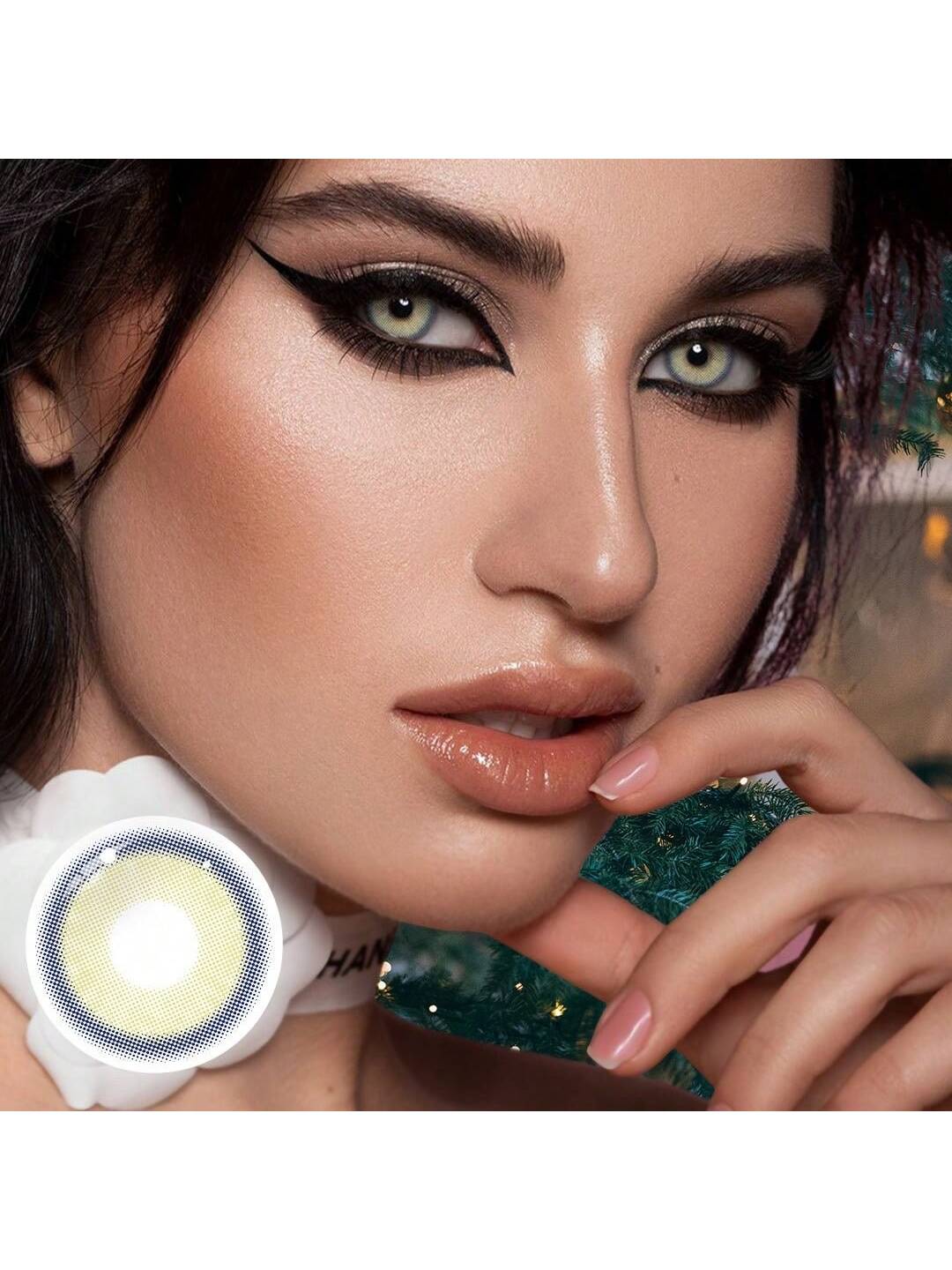 1Pairs/2Pces X-Green Flare Contact Lenses Colored Cosmetic Beauty Contact Lens For Dark Eye Lens 14.2mm