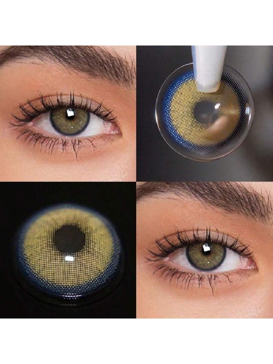 1Pairs/2Pces X-Green Flare Contact Lenses Colored Cosmetic Beauty Contact Lens For Dark Eye Lens 14.2mm