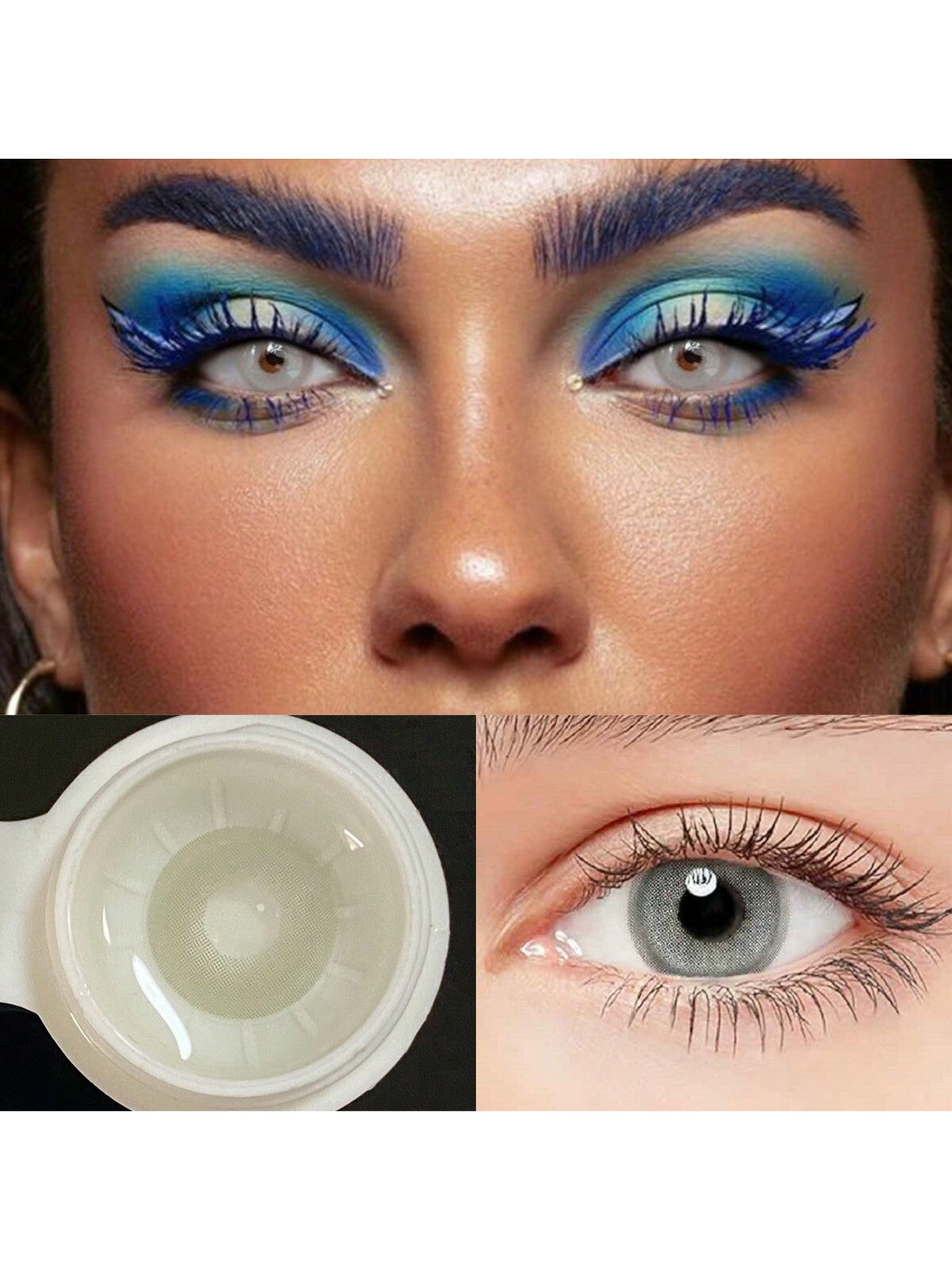 1 par/2 lentes de contacto de color blanco grisáceo helado desechables por 1 año