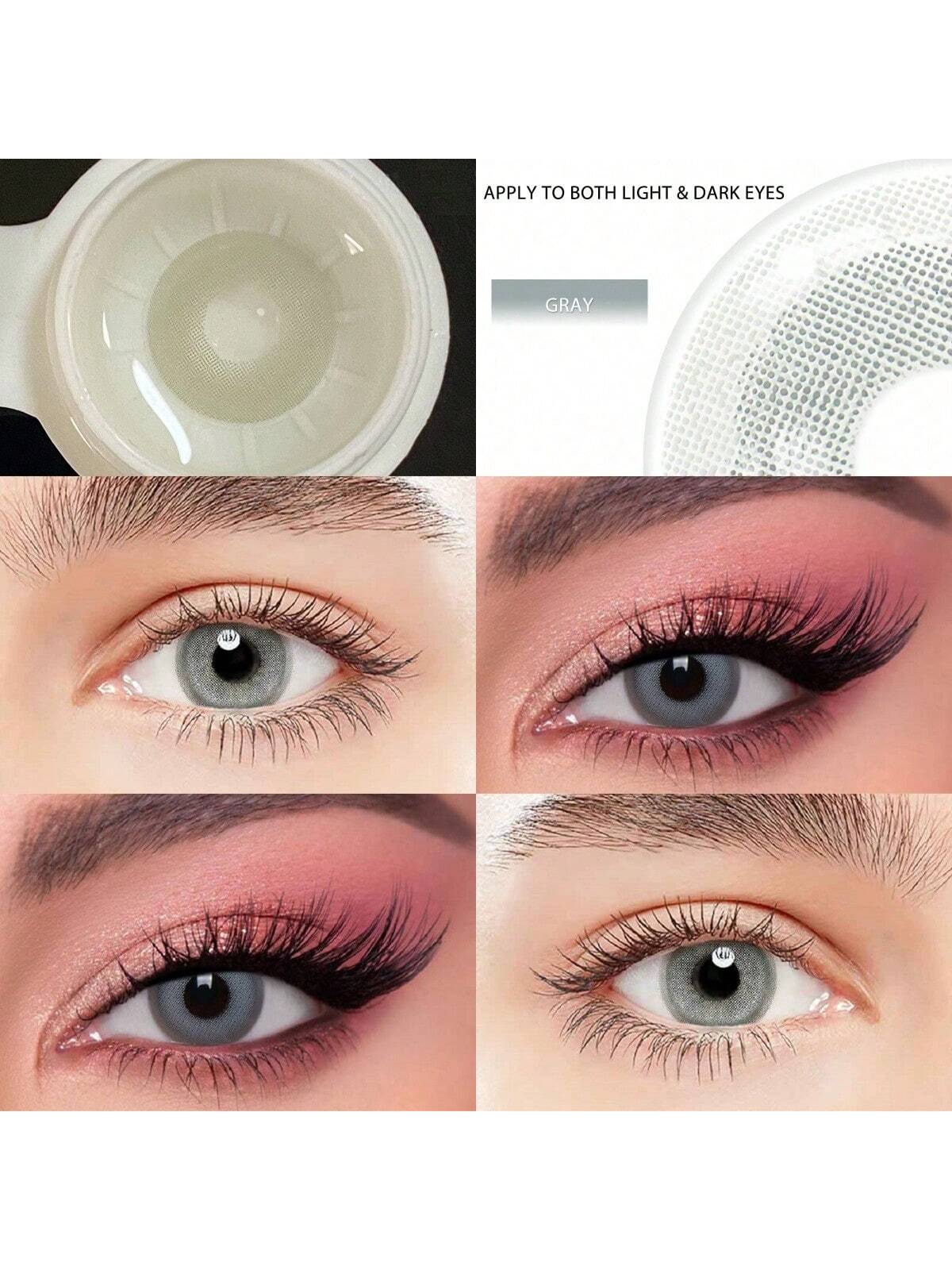 1 par/2 lentes de contacto de color blanco grisáceo helado desechables por 1 año