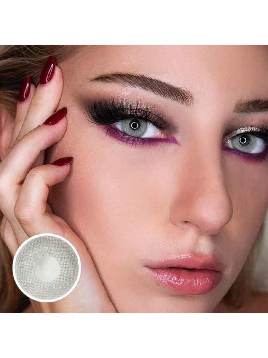 1 par/2 lentes de contacto de color blanco grisáceo helado desechables por 1 año