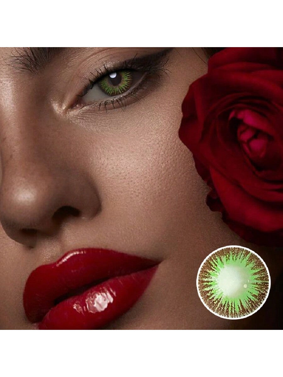 1Pair/2Pces Dandelion Green Contact Lenses Colored Cosmetic Beauty Contact Lens For Dark Eye Lens 14.2mm