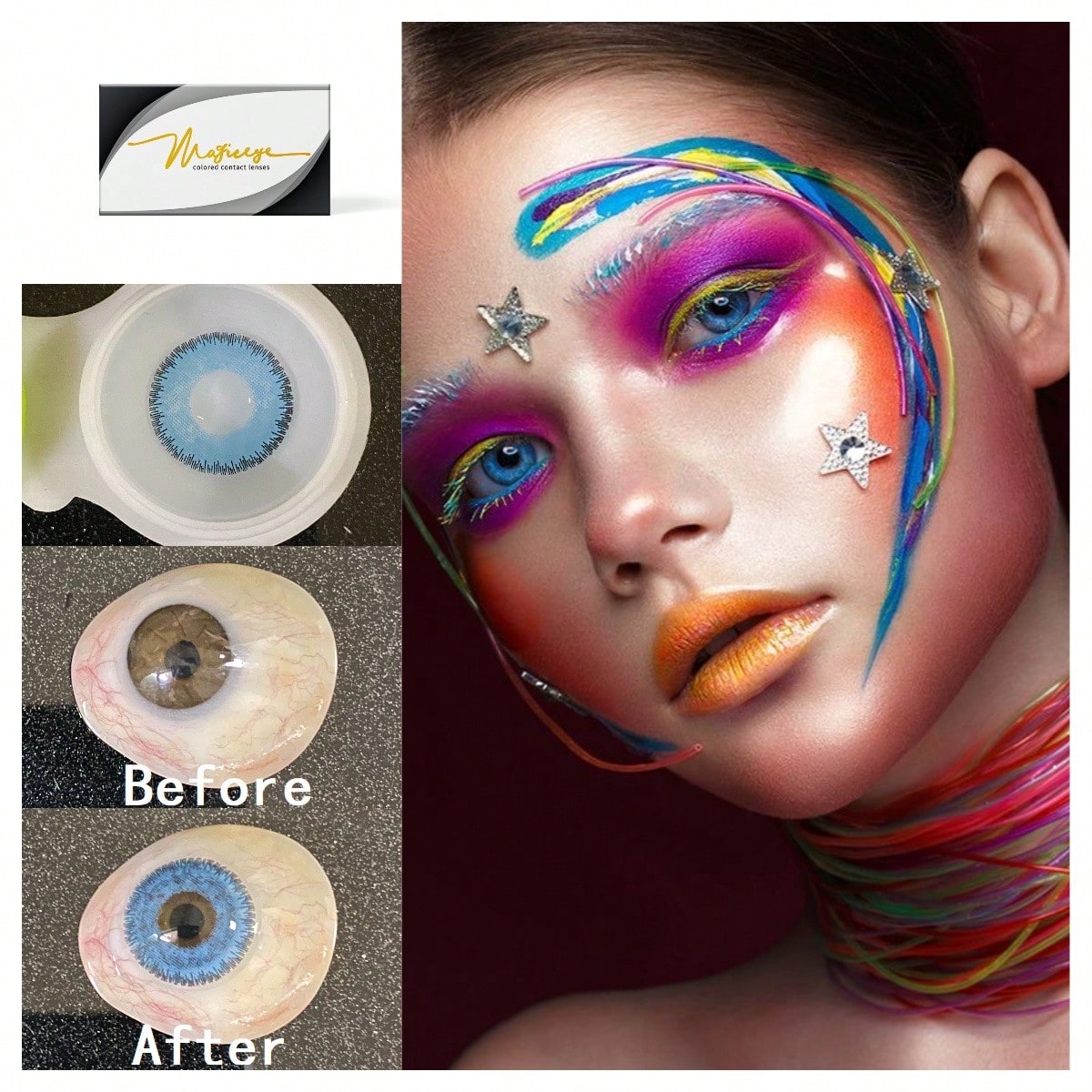 1 par/2 piezas de lentes de contacto cosméticas de color azul pomelo para ojos oscuros de 14,2 mm