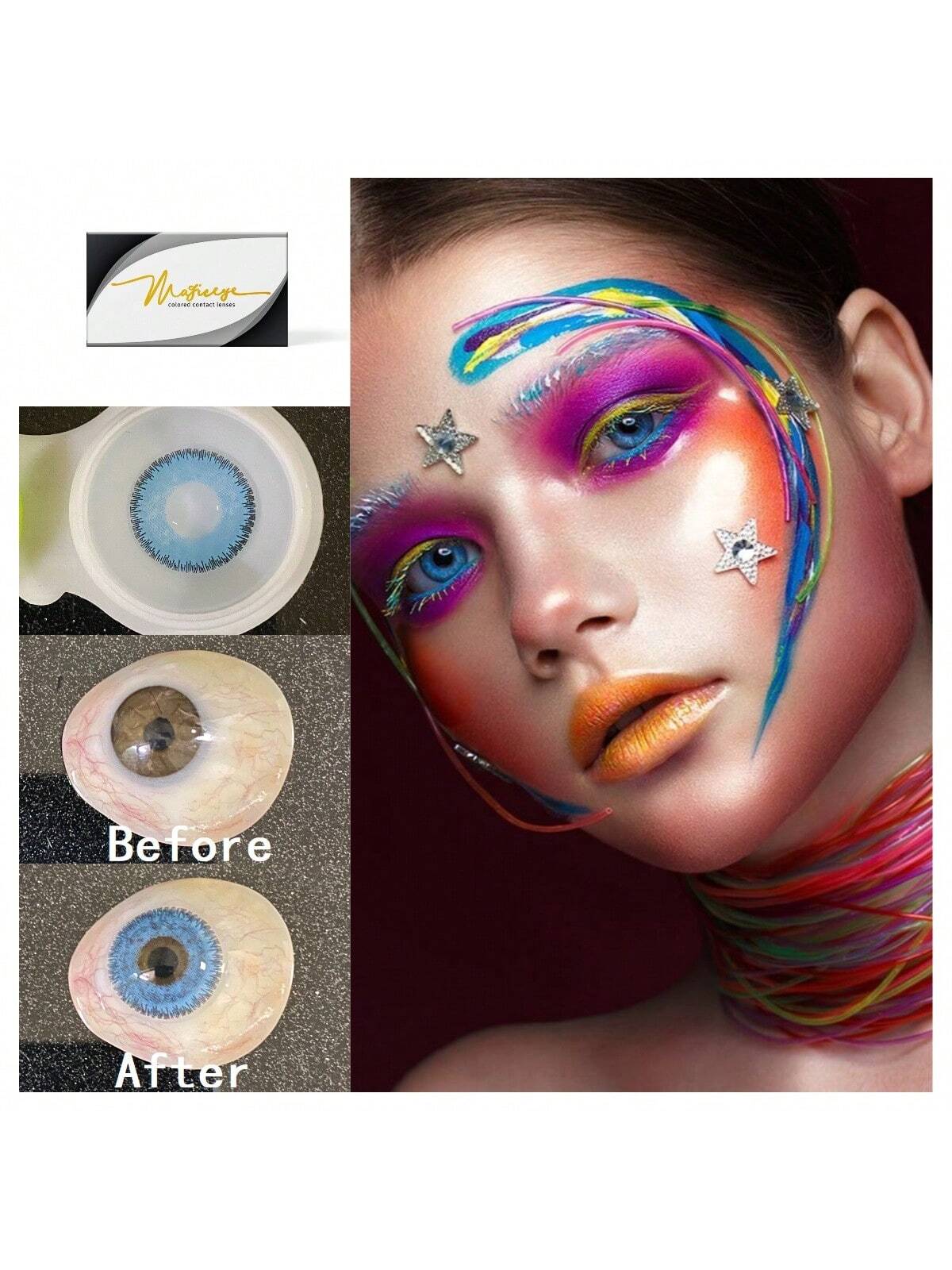 1 par/2 piezas de lentes de contacto cosméticas de color azul pomelo para ojos oscuros de 14,2 mm