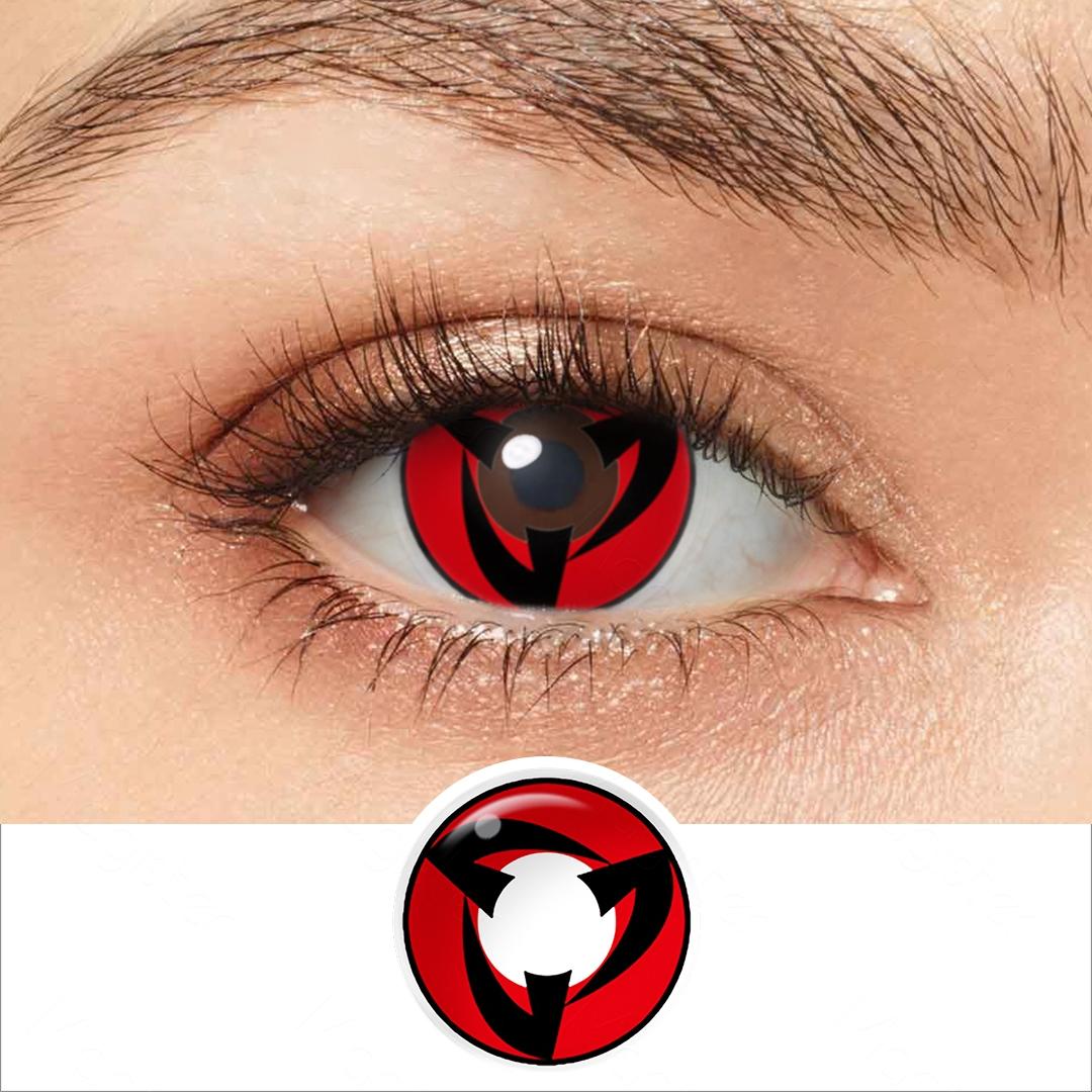 Sharingan Eye Halloween Contact Lenses 1 Pair Yearly Red Cosplay Contact Lenses White Blind Eye Lenses Eye Contacts for Anime Accessories