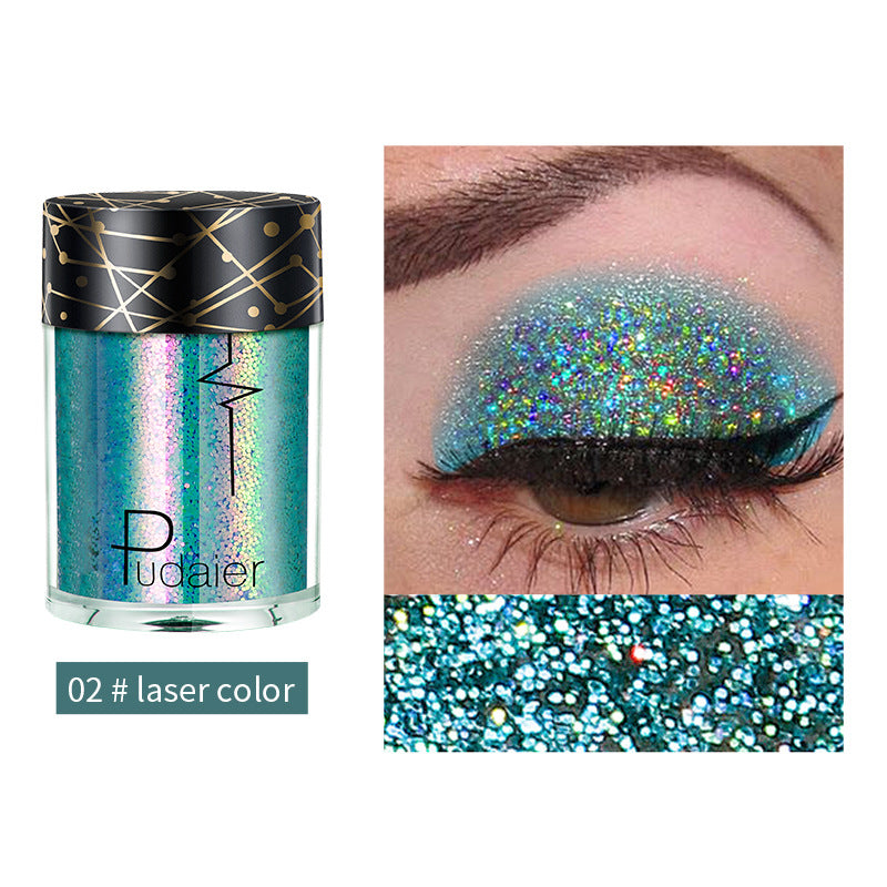 Pudaier Monochrome Eyeshadow Glitter Sequins Mermaid Princess Pearlescent Easy-to-Color 36 Colors Eyeshadow