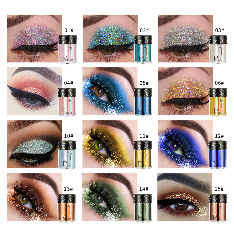 Pudaier Monochrome Eyeshadow Glitter Sequins Mermaid Princess Pearlescent Easy-to-Color 36 Colors Eyeshadow
