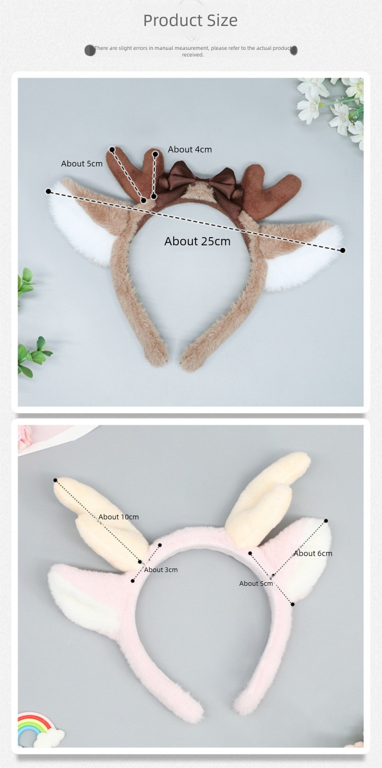 1Pcs Halloween Props Bobo Deer Ear Headband Hair Accessories In Stock Cosplay Accessories Realistic Animal Ear Plush Headwear