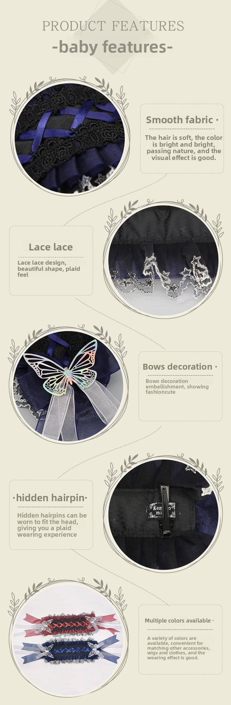 Rose Hair Accessories Cosplay Props Comic Exhibition Cute Lolita Lace Bow Hairband Headwear