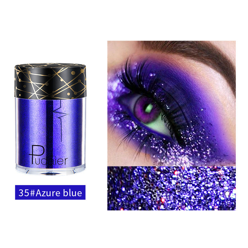 Pudaier Monochrome Eyeshadow Glitter Sequins Mermaid Princess Pearlescent Easy-to-Color 36 Colors Eyeshadow