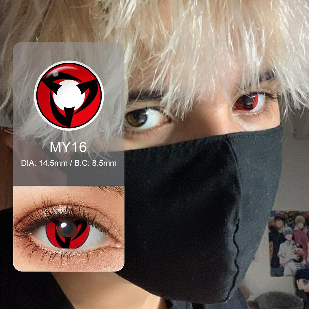 Sharingan Eye Halloween Contact Lenses 1 Pair Yearly Red Cosplay Contact Lenses White Blind Eye Lenses Eye Contacts for Anime Accessories
