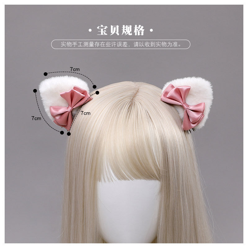 One Piece Dropshipping Handmade Japanese Style Cute Lolita Hair Accessories Pair Clip Lolita Beast Ear Side Clip Hair Accessories Cat Ear Hair Clip