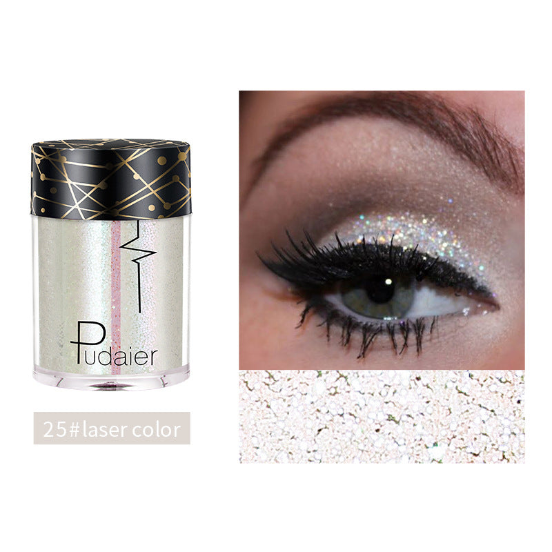 Pudaier Monochrome Eyeshadow Glitter Sequins Mermaid Princess Pearlescent Easy-to-Color 36 Colors Eyeshadow