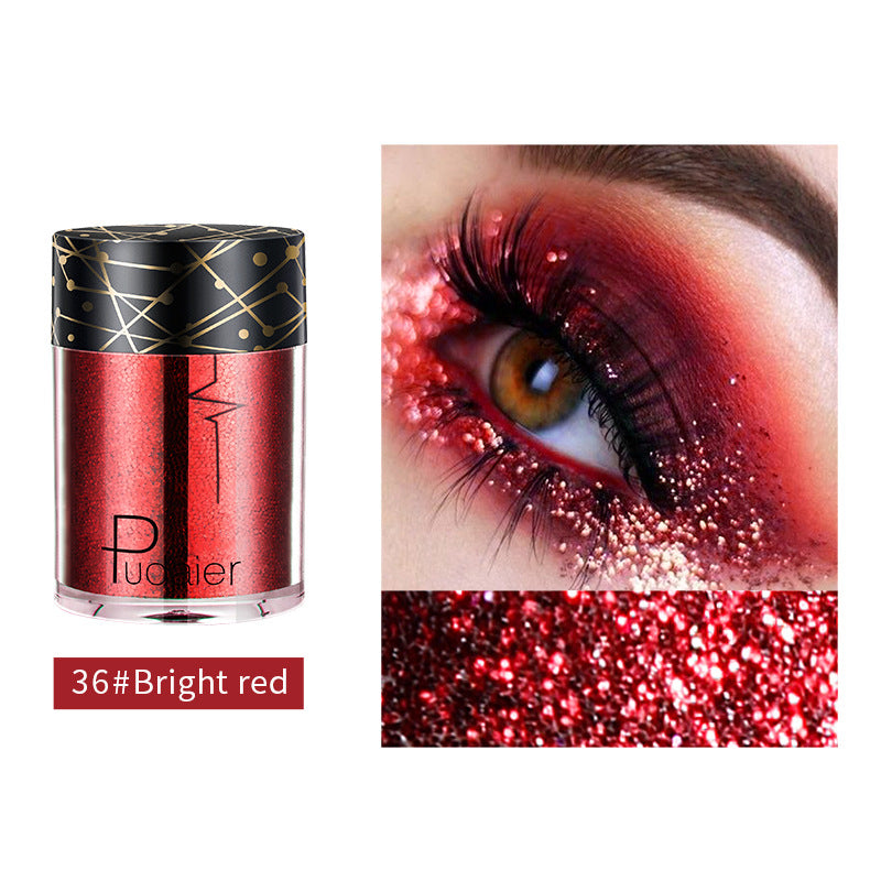 Pudaier Monochrome Eyeshadow Glitter Sequins Mermaid Princess Pearlescent Easy-to-Color 36 Colors Eyeshadow
