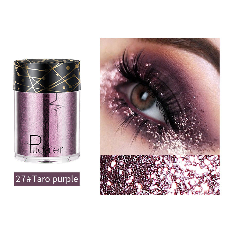 Pudaier Monochrome Eyeshadow Glitter Sequins Mermaid Princess Pearlescent Easy-to-Color 36 Colors Eyeshadow