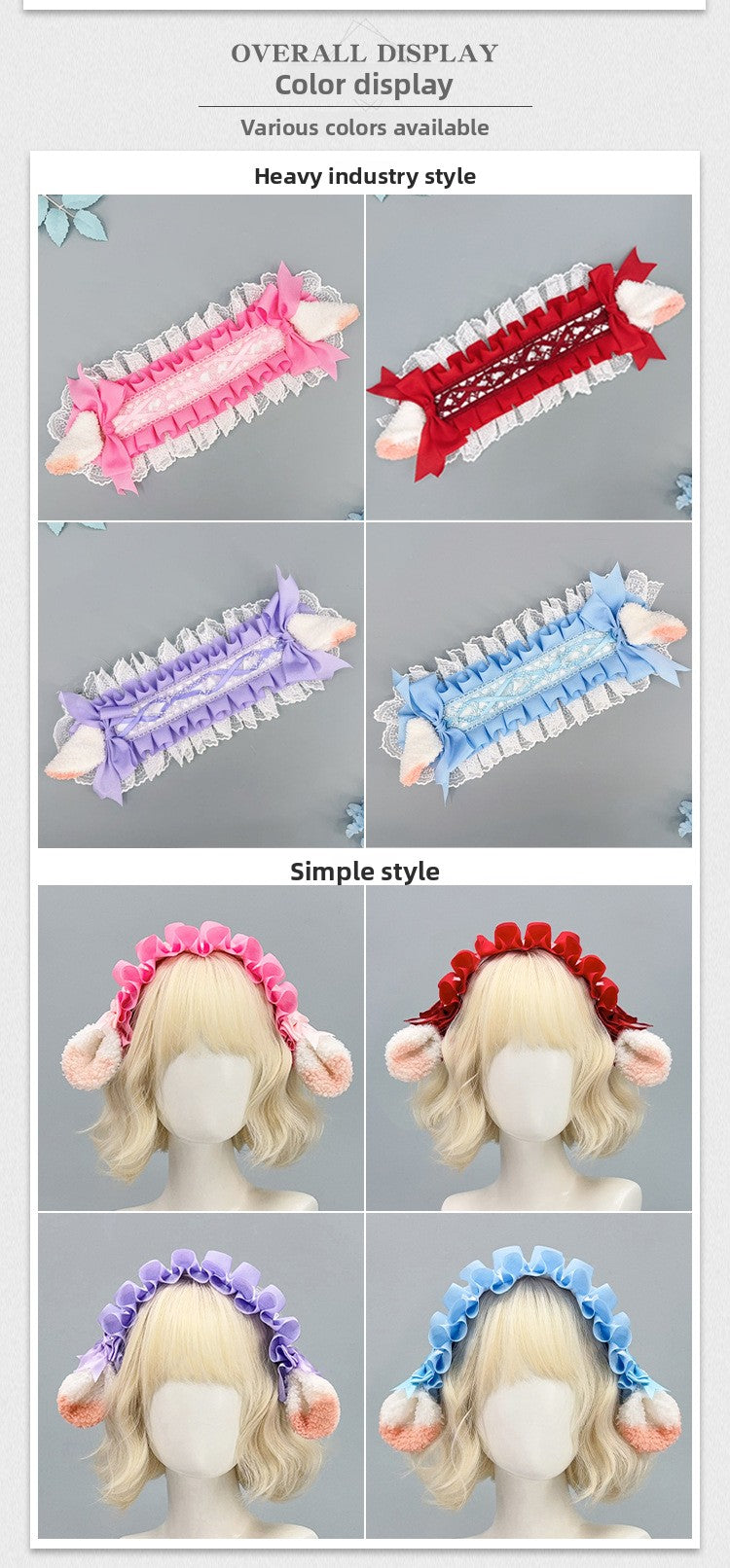 Japanese Harajuku Style Lolita Little Sheep Ear Headband Sweet Girl Soft Cute Imitation Lamb Wool Bow Hair Accessory