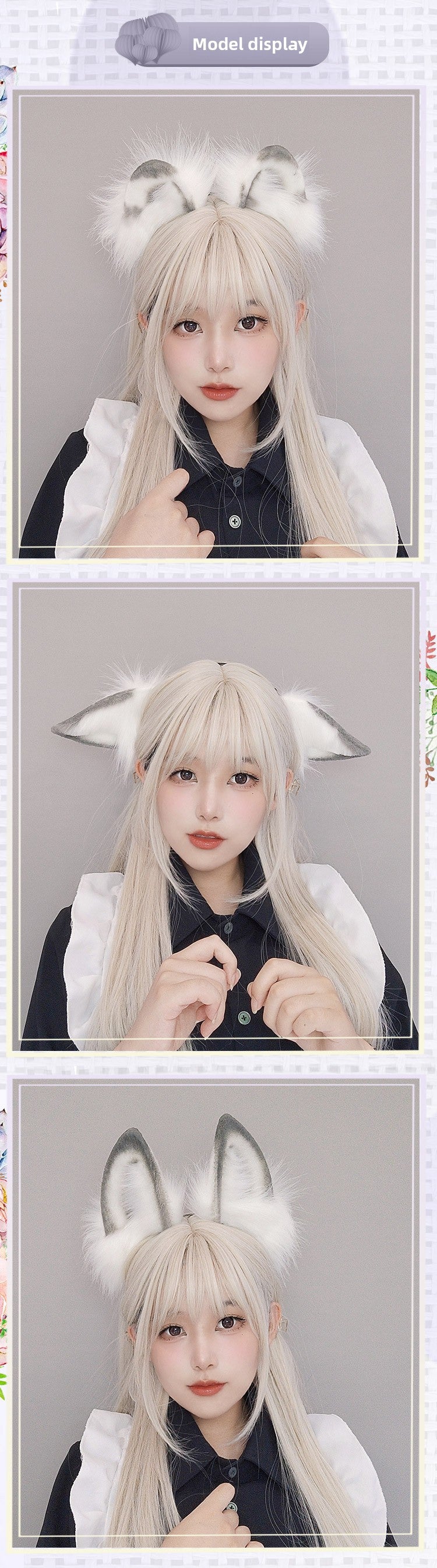 Handmade Realistic Animal Ear Headband Ancient Style Ink Painting Hair Accessories Plush Fox Ear Headwear Cat Ear Sheep Ear Comic Con Props Hairband