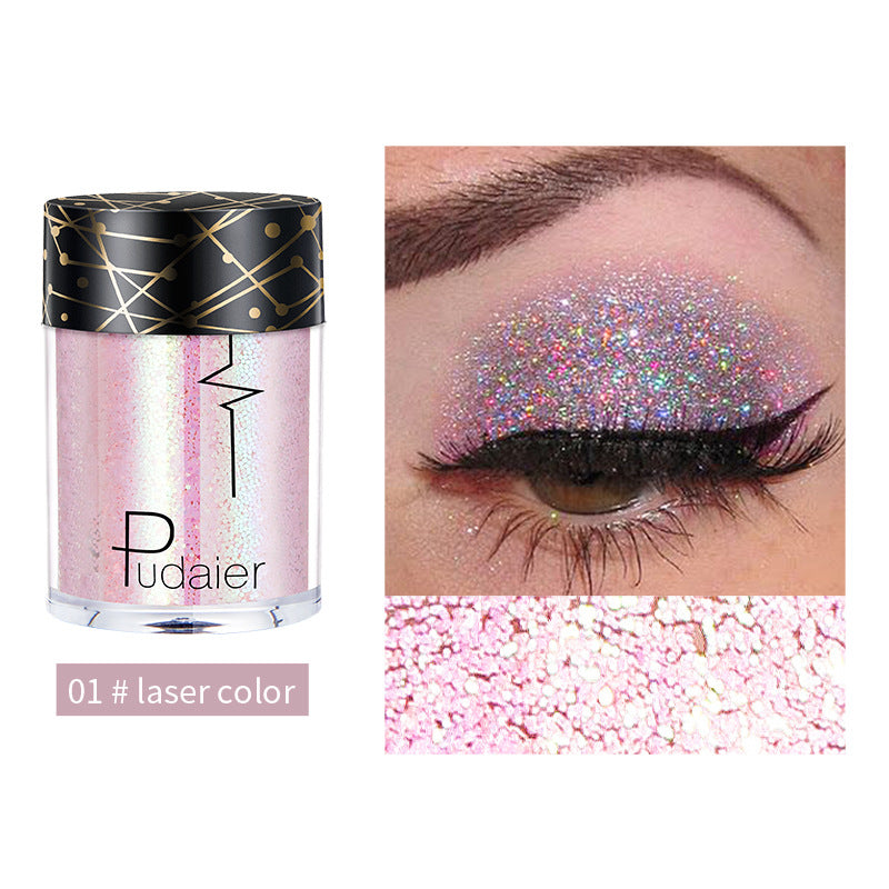 Pudaier Monochrome Eyeshadow Glitter Sequins Mermaid Princess Pearlescent Easy-to-Color 36 Colors Eyeshadow