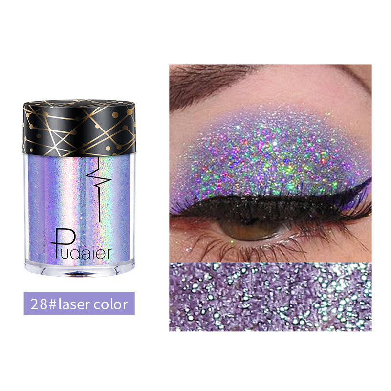 Pudaier Monochrome Eyeshadow Glitter Sequins Mermaid Princess Pearlescent Easy-to-Color 36 Colors Eyeshadow