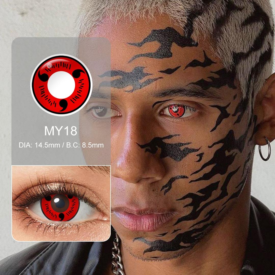 Sharingan Eye Halloween Contact Lenses 1 Pair Yearly Red Cosplay Contact Lenses White Blind Eye Lenses Eye Contacts for Anime Accessories