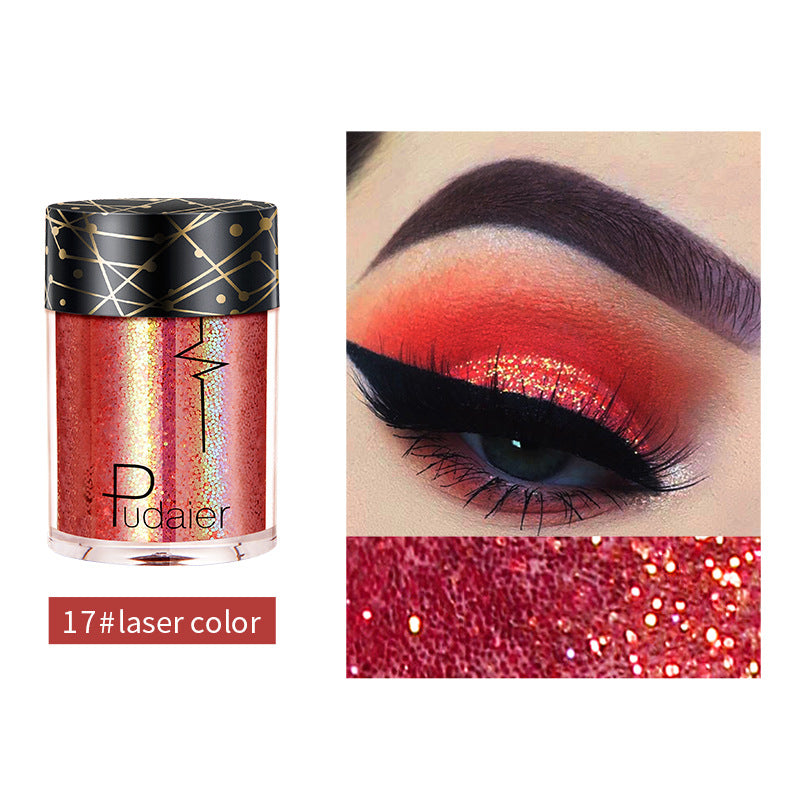Pudaier Monochrome Eyeshadow Glitter Sequins Mermaid Princess Pearlescent Easy-to-Color 36 Colors Eyeshadow