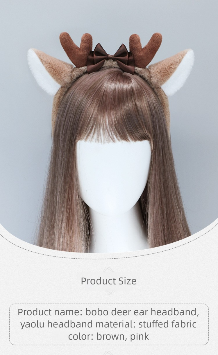 1Pcs Halloween Props Bobo Deer Ear Headband Hair Accessories In Stock Cosplay Accessories Realistic Animal Ear Plush Headwear