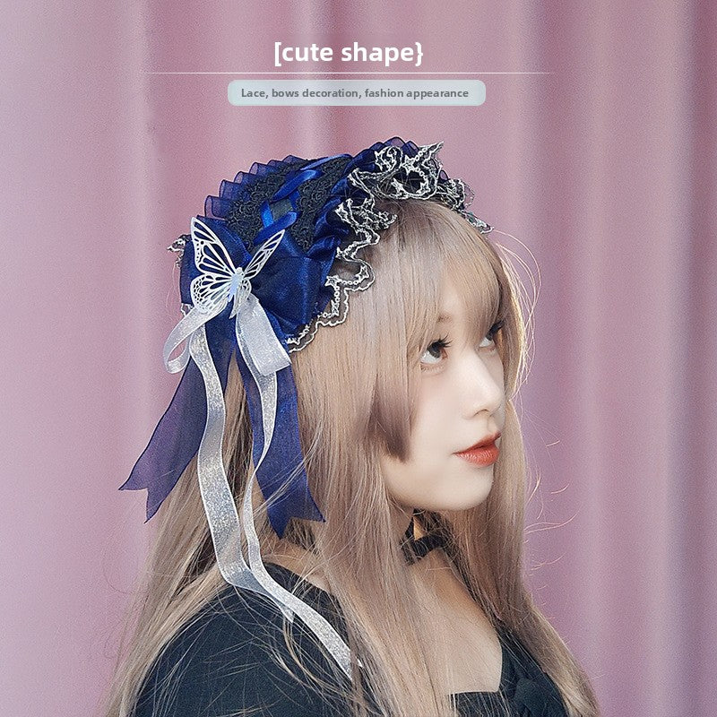 Rose Hair Accessories Cosplay Props Comic Exhibition Cute Lolita Lace Bow Hairband Headwear