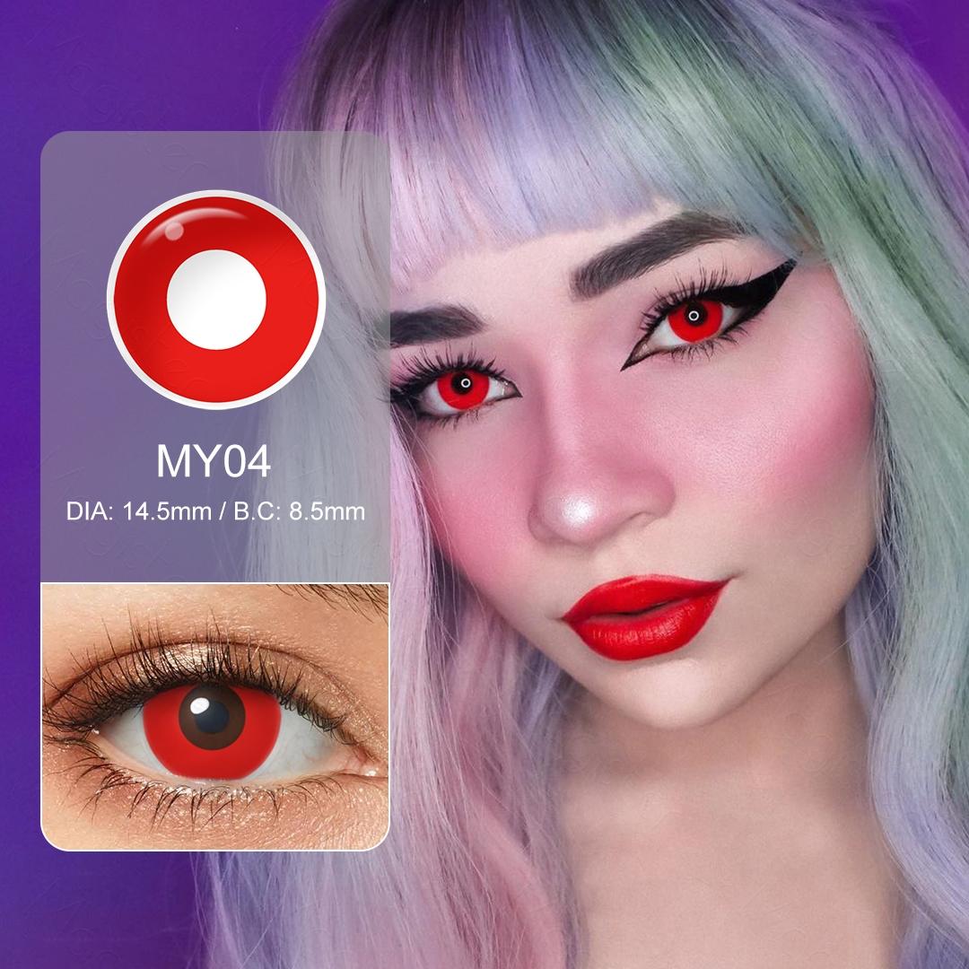 Sharingan Eye Halloween Contact Lenses 1 Pair Yearly Red Cosplay Contact Lenses White Blind Eye Lenses Eye Contacts for Anime Accessories