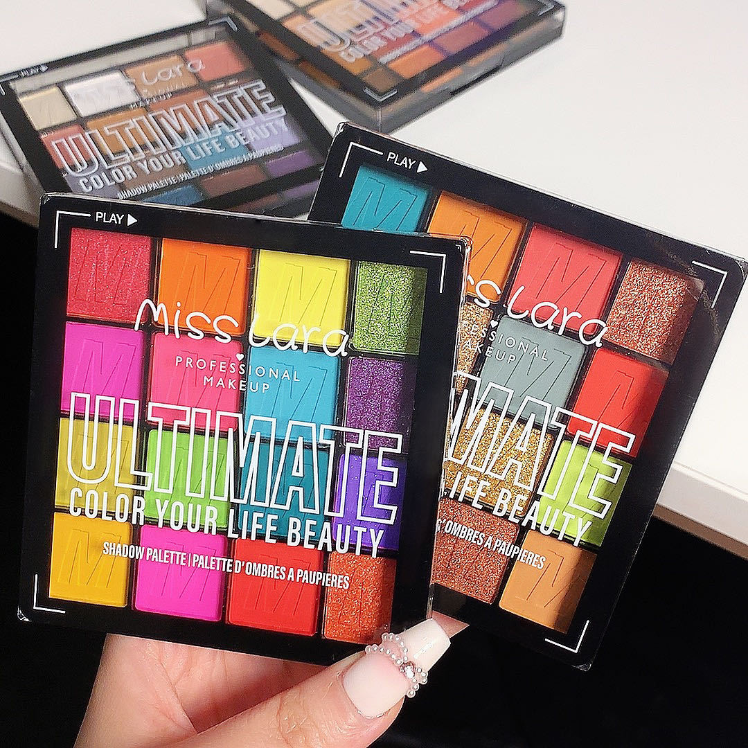 16 Colors Pearlescent Eyeshadow Waterproof Matte New Stage Makeup Glitter Shimmer Misty with Brush Eyeshadow Palette