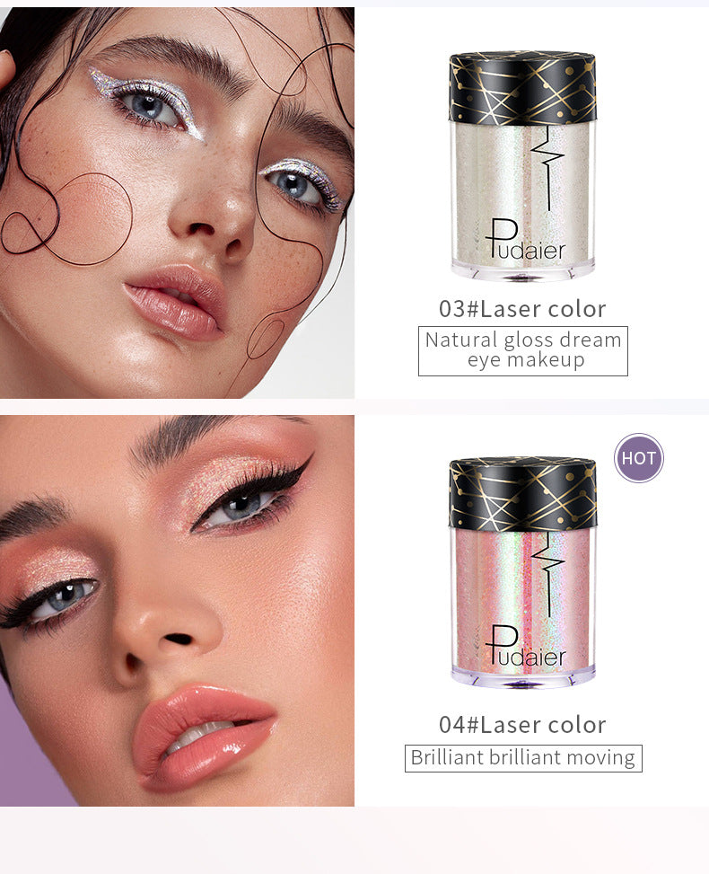 Pudaier Monochrome Eyeshadow Glitter Sequins Mermaid Princess Pearlescent Easy-to-Color 36 Colors Eyeshadow