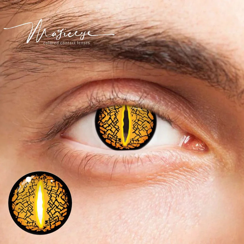 Pink Yellow Dragon Eye Halloween Contacts - Colored Contact Lenses