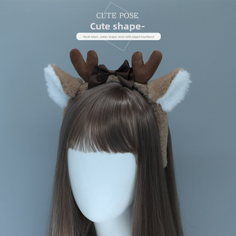 1Pcs Halloween Props Bobo Deer Ear Headband Hair Accessories In Stock Cosplay Accessories Realistic Animal Ear Plush Headwear