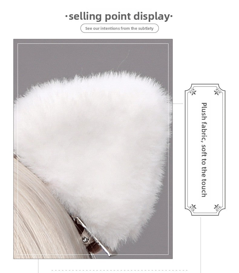 One Piece Dropshipping Handmade Japanese Style Cute Lolita Hair Accessories Pair Clip Lolita Beast Ear Side Clip Hair Accessories Cat Ear Hair Clip